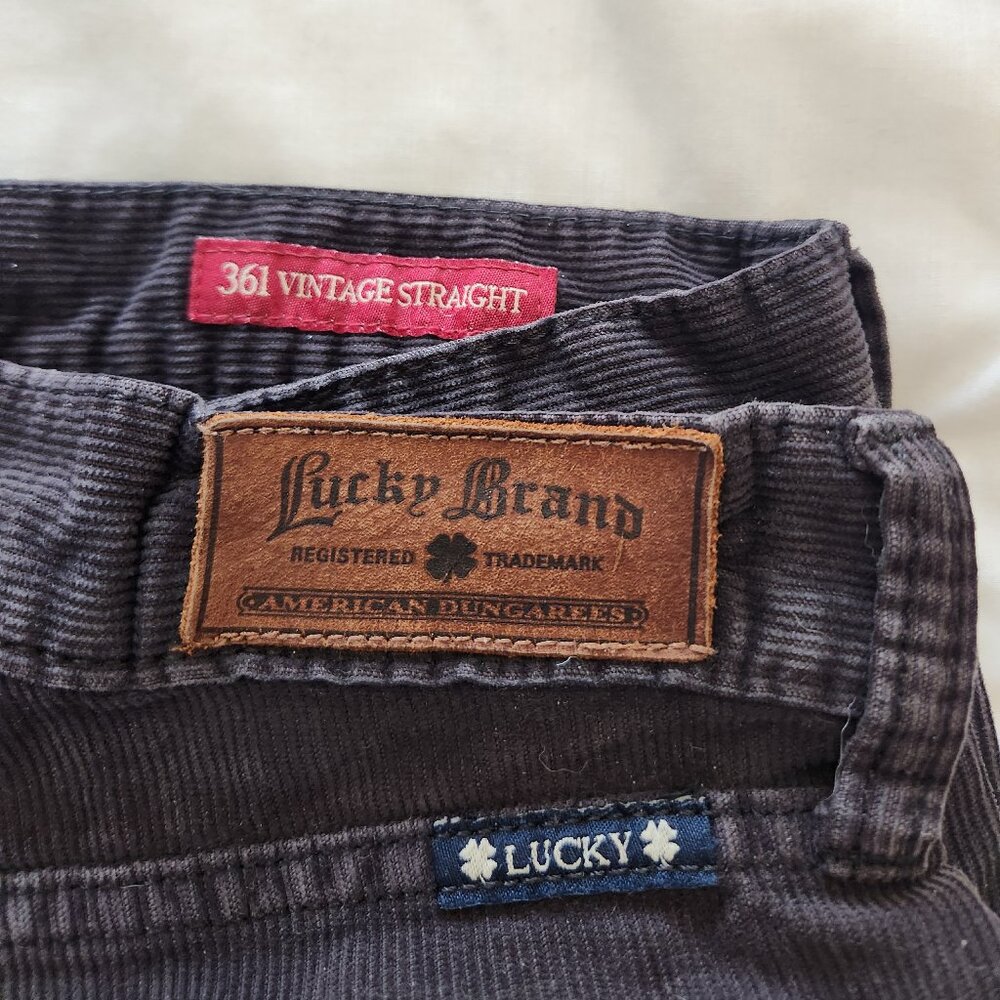 Mens Lucky Brand dark gray corduroys 36 waist
